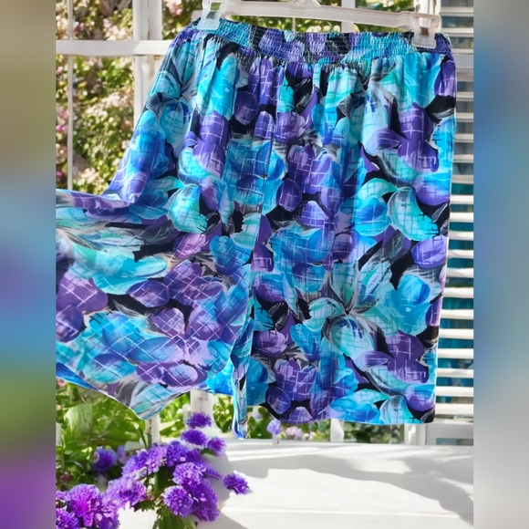 Vintage 90s Extreme High Waist Floral Flowy Skort - Picture 3 of 9